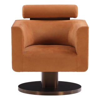 Suede Pedestal Cube Chair For Sale