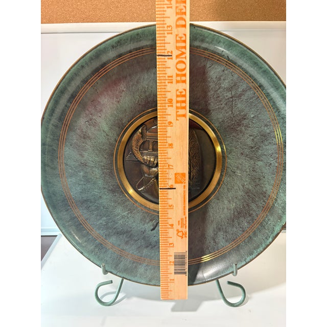 Pal-Bell Judaica Charger by Maurice Ascalon, Israel, 1939–1950, Verdigris Metal Wall Plaque For Sale In Detroit - Image 6 of 7