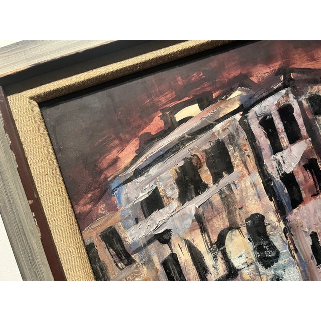 Vintage Abstracted Cityscape Painting For Sale In New York - Image 6 of 6