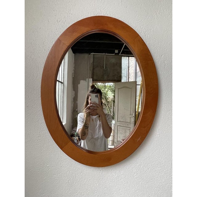 Oval Cherry Mirror, 1970s For Sale - Image 10 of 18