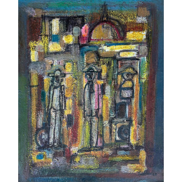 Abstract Cityscape Oil Painting by Jadden Massanet, 1991 For Sale - Image 4 of 7