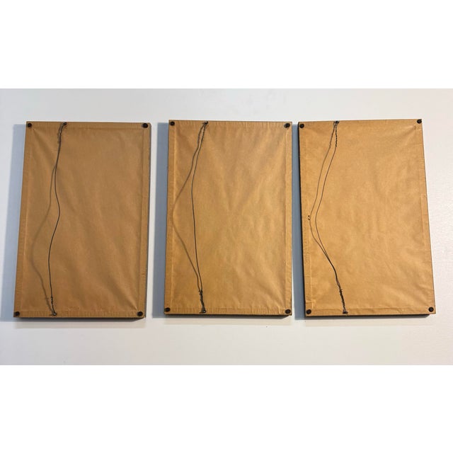 Japanese Vintage Framed Japanese Ukiyo-E Woodblock Style Triptych Prints - 3 Pieces For Sale - Image 3 of 7