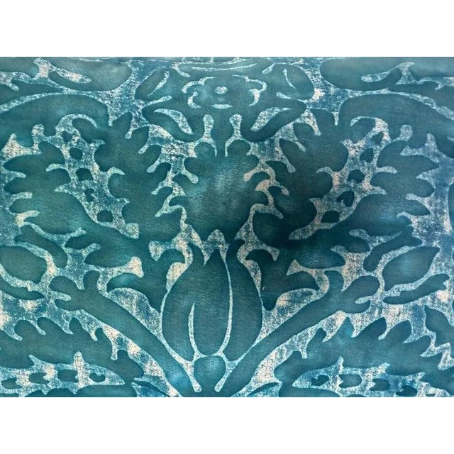Teal Baroque Decorative Pillows, Cotton and Linen, Italy, Pair of Two For Sale In Los Angeles - Image 6 of 6