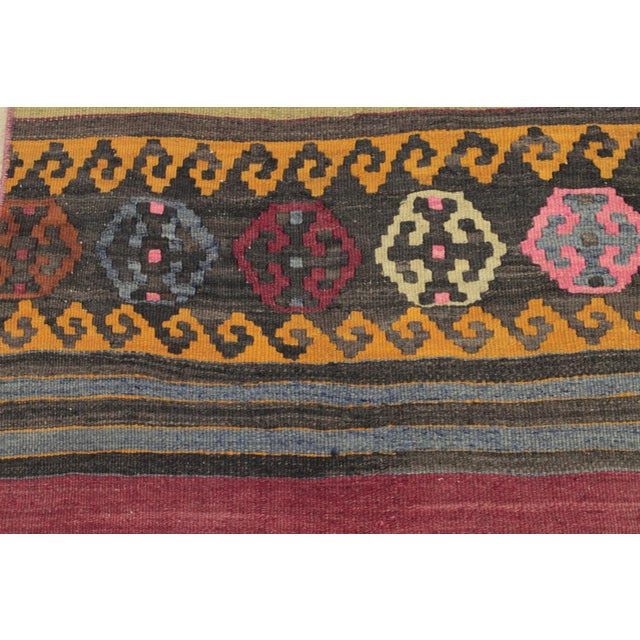 1960s Traditional Ethnic Natural Wool Red Striped Kilim Runner Rug For Sale - Image 10 of 13