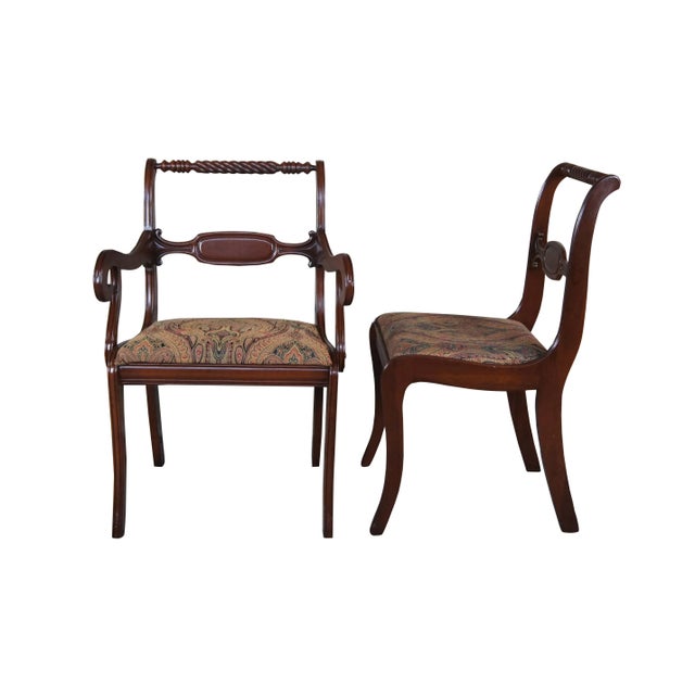 American Early 20th Century Antique Styled by Park English Regency American Cherry Paisley Dining Chairs - Set of 6 For Sale - Image 3 of 11