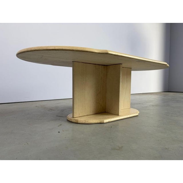 1980s Vintage Oval Travertine Coffee Table, 1980s For Sale - Image 5 of 10