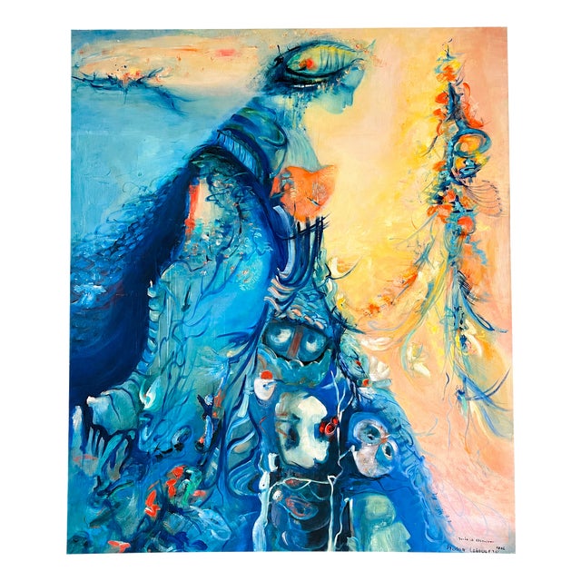 Julia Musson-Laboureau, Large Blue, 1982, Oil on Canvas For Sale