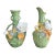 Art Nouveau Jugendstil Porcelain Ewer Vase Pair, Green Glaze With Applied Flowers, C. 1900 For Sale