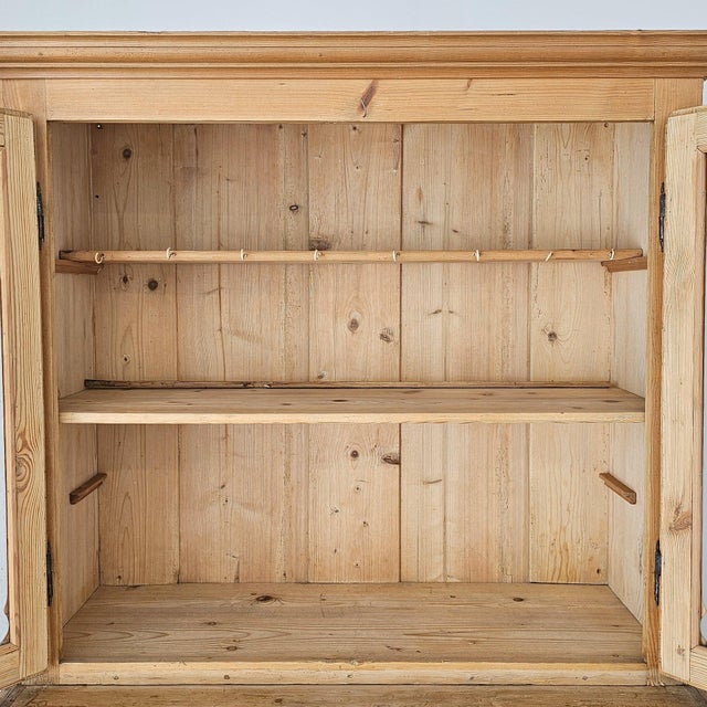 Farmhouse Antique Pine Glass Door Hutch Cabinet | Circa 1890 For Sale - Image 3 of 14