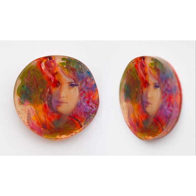 Contemporary Mallory by Marc Scheff | Pencil, acrylic, caran d'ache, layered resin portrait of a woman For Sale - Image 3 of 3