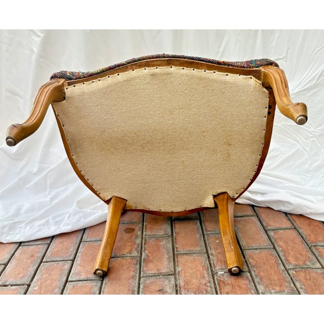 Brown Late 20th Century French Provincial Louis XV Style Cane Back Arm Chair For Sale - Image 8 of 12