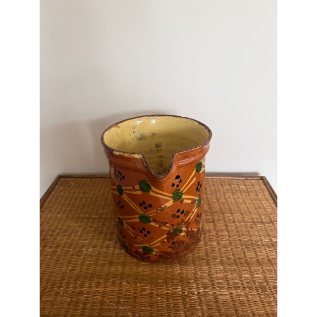 Antique French Savoie Glazed Jaspe Earthenware Pitcher For Sale - Image 4 of 7