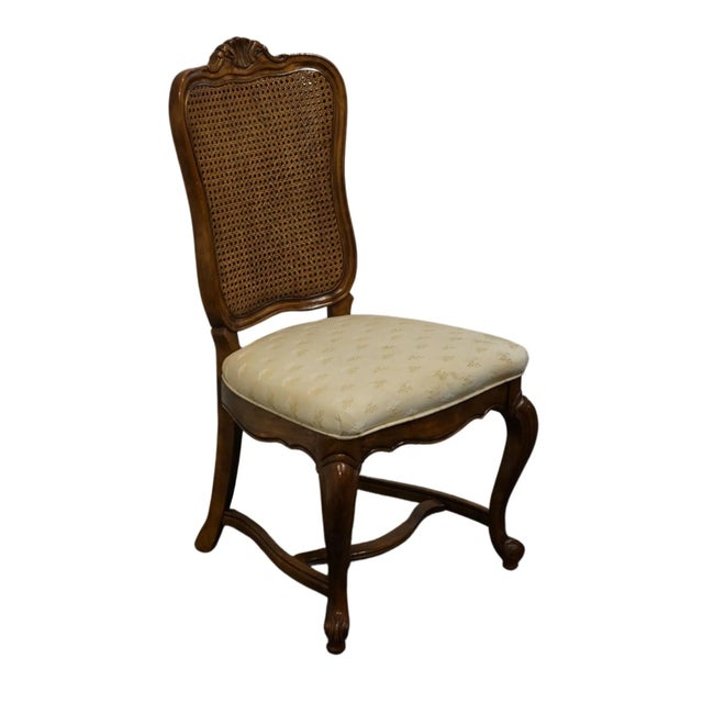 French Provincial High End Vintage Solid Walnut Louis XV French Provincial Cane Back Dining Side Chair 640-551 For Sale - Image 3 of 9