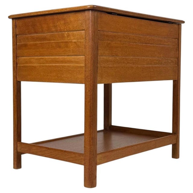 Wood Antique Early 20th Century English Oak Storage Box on Stand For Sale - Image 7 of 13