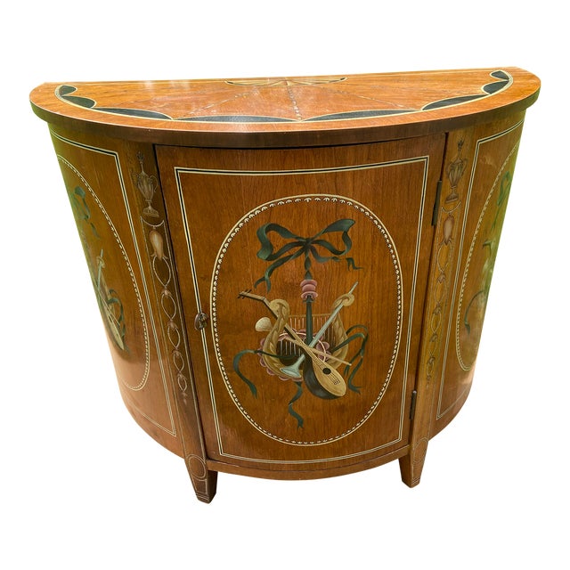 Mid 20th Century Louis XV French Style Demilune Cabinet For Sale