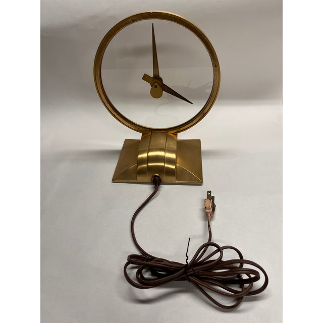 Gold Mid 20th Century Jefferson Golden Hour Clock For Sale - Image 8 of 8