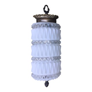 White Frosted Glass Swag Lamp For Sale