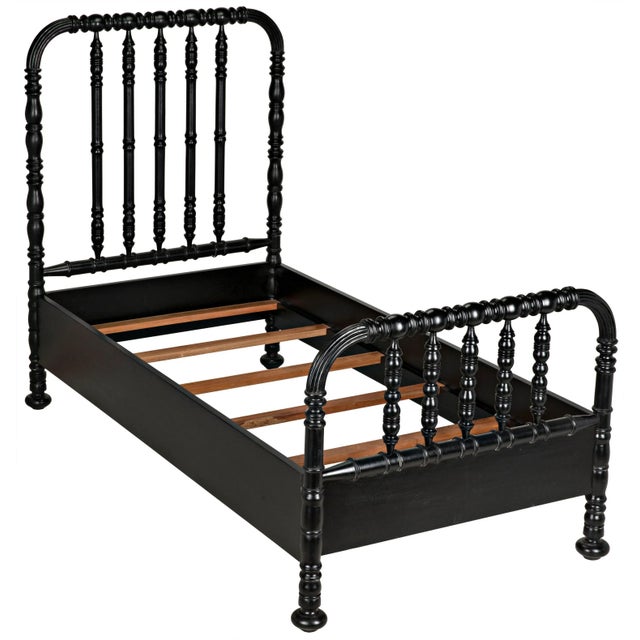 Noir NOIR Bachelor Bed, Twin, Hand Rubbed Black For Sale - Image 4 of 10