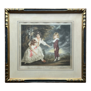 Antique Mezzotint Print Entitled ‘The Setting Sun’ by Alfred Skrimshire in Antique Gold & Black Frame
