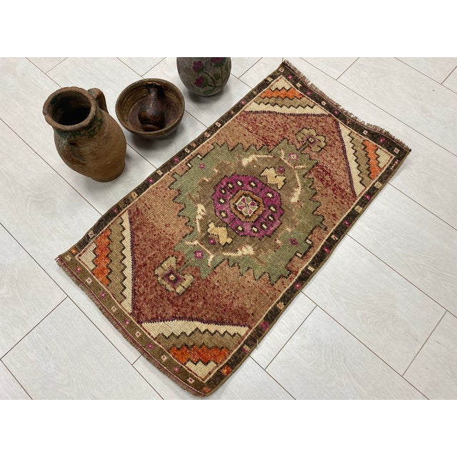Handmade wool carpet in Turkish Anatolia , Vintage Oushak Rug,Turkish Vintage Anatolian Rug, Handmade wool Rug . One Of...