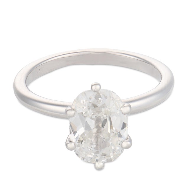 Contemporary Vintage Gia 1.51 Carat Diamond Platinum Engagement Ring, Size 5 For Sale - Image 3 of 6