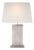 Michael S Smith by Visual Comfort Signature Crescent Table Lamp in Quartz and Antique Silver Leaf with Linen Shade For Sale