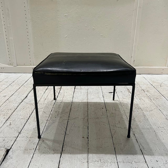 Paul McCobb Black Vinyl and Iron Ottoman For Sale In Cleveland - Image 6 of 8