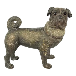 Terracotta Pug Dog With Glass Eyes