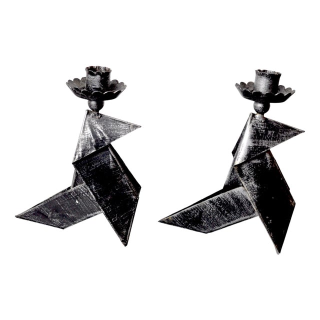 Folk Art Candlesticks Birds, Denmark, 1970s, Set of 2 For Sale