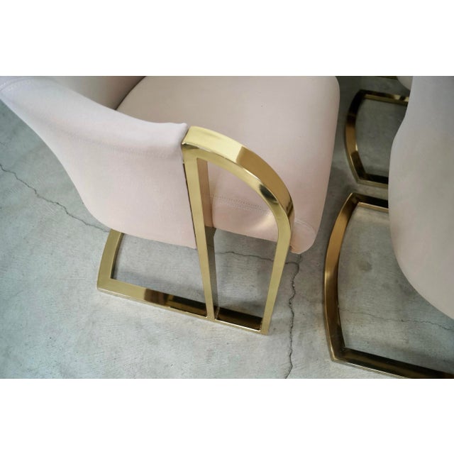 Metal 1970’s Hollywood Regency Pierre Cardin Brass Dining Arm Chairs - Set of 10 For Sale - Image 7 of 12
