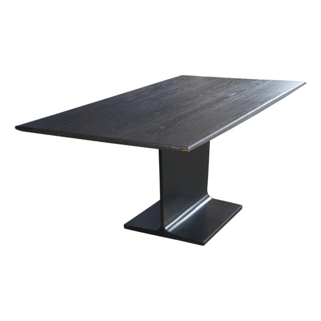 Restoration Hardware I-Beam Rectangular Oak Modern Dining Conference Table 72" For Sale