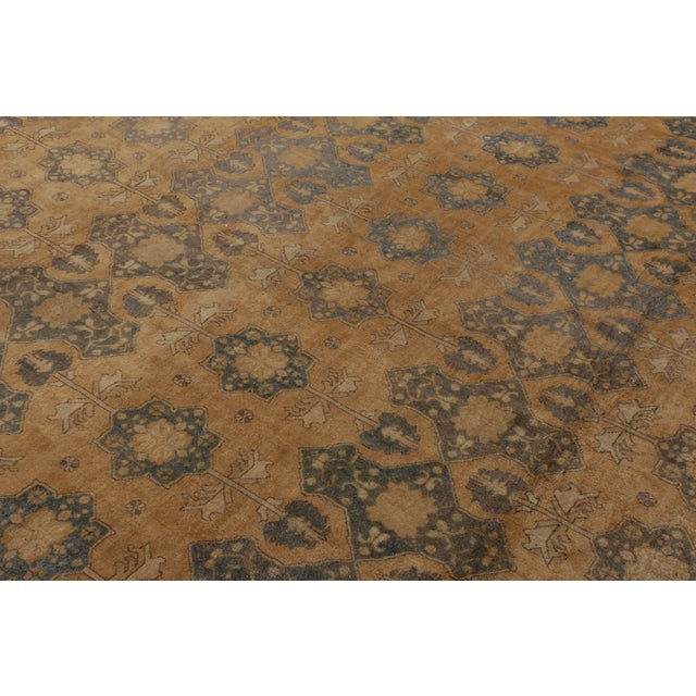 Hand-Knotted Vintage Ottoman Style Rug in Beige-Brown, Blue All Over Pattern For Sale - Image 4 of 9
