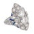 1920s 1920s Art Deco Old Cut Diamond Sapphire Navette Platinum Ring, Size 3 For Sale - Image 5 of 7