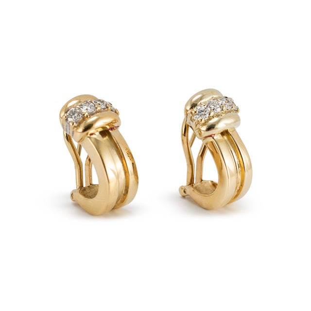Vintage Tiffany & Co. 1995 Atlas 18k Yellow Gold Diamond Huggie Clip on Earrings, Pair For Sale In Houston - Image 6 of 9
