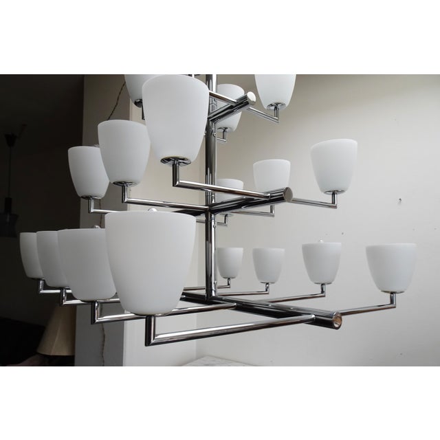 Large Vintage 006/20 Chrome and Glass Chandelier by Pietro Chiesa for Fontana Arte, 1990s For Sale - Image 16 of 17