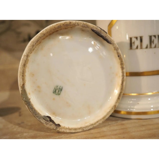 Set of 10 French Hand Painted Porcelain Apothecary Jars, 1900s For Sale - Image 4 of 15