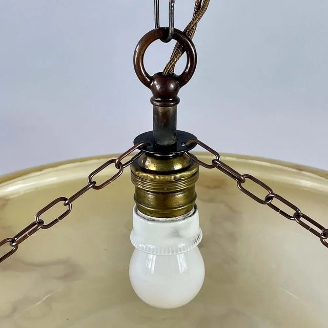 Metal Marbled Opaline and Burnished Brass Pendant, Germany, 1930s For Sale - Image 7 of 17