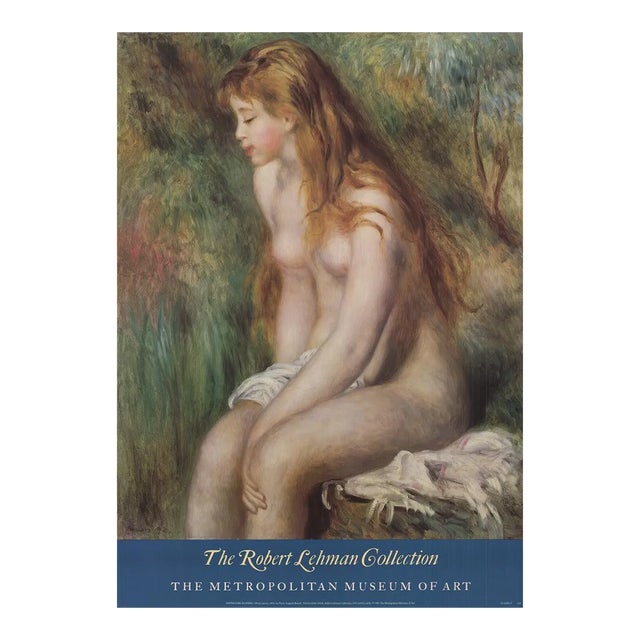 1987 Pierre-Auguste Renoir 'Young Girl bathing' Impressionism Pastel,Pink,Brown,Blue,Black & White,Green USA Offset Lithograph For Sale