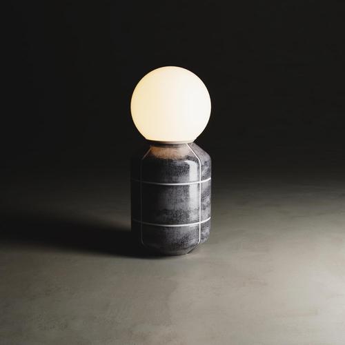 Gold Large Navazi Table Lamp in Scorched Coal Ceramic and Frosted Glass by Svitanok For Sale - Image 8 of 10