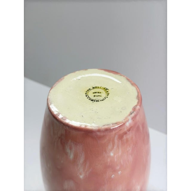 Ceramic Astra Ware Vase in Rose Pink Drip Glaze from Minton Hollins, England, 1920s For Sale - Image 7 of 10