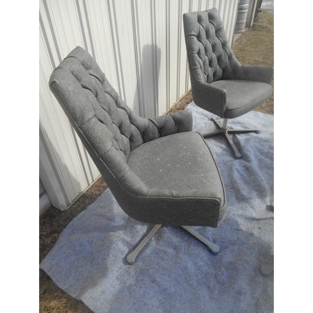 Metal Vintage 1960-70's MCM Tufted Swivel Dining Chairs- Set of Four For Sale - Image 7 of 9