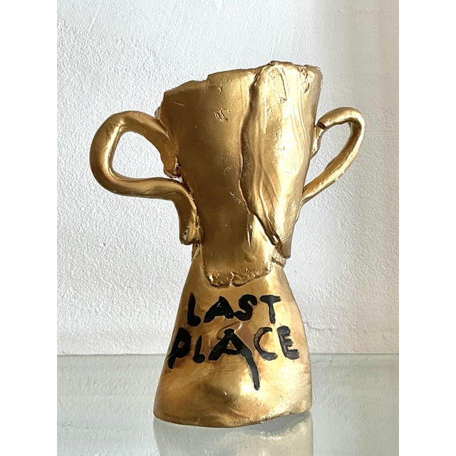 Vintage Ceramic Gold Plated Last Place Trophy For Sale - Image 11 of 12