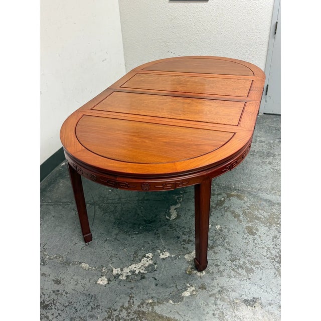 Chinese Rosewood Extension Rosewood Table + Dining Chairs Set, Circa 1970's For Sale - Image 11 of 12