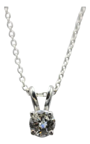 The Timmanti: 14 Karat White Gold Solitaire 0.20 CT Diamond Pendant