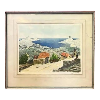 Mid Century Colored Lithograph in Silver Gilt Frame, Signed by Italian Artist Raimondo Giovanettii, Signed For Sale