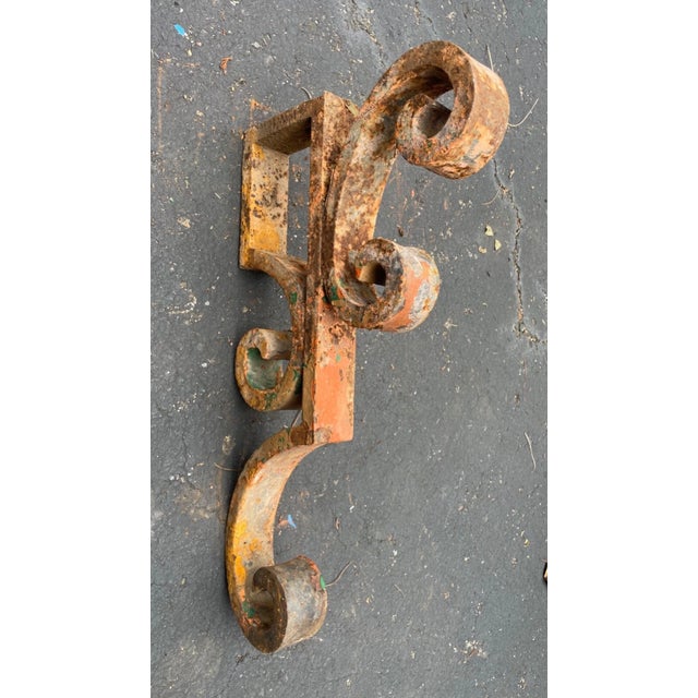Gothic Share Large Antique 1800s Cast Iron Architectural Salvage Corbel Bracket Church Sconce For Sale - Image 3 of 7