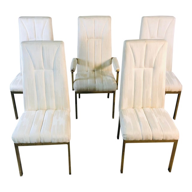 1980s Chrome Craft High Back Dining Room Chairs Set Of 5 Chairish