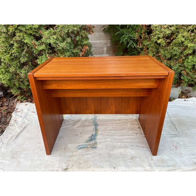 Mid-Century Modern Mid-Century Modern Danish Teak Flip-Top Vanity or Desk - 1960s For Sale - Image 3 of 9
