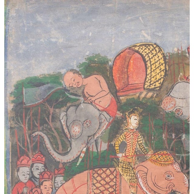 Asian Antique Southeast Asian Battle Scene Painting, Ca. 1900 For Sale - Image 3 of 8