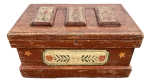 Antique Hand-Painted Wood Trunk Tool Chest